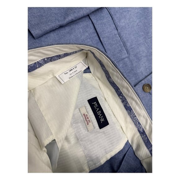 JOS A BANK LINEN Slim Blue 3 Piece Business Casual Blazer Vest Pants Suit 38R - Picture 11 of 11